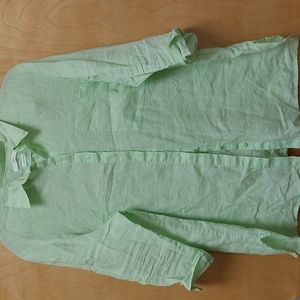 BRAX Size 44 /XXL 100% linen blouse Light green/ lime Style Vicky